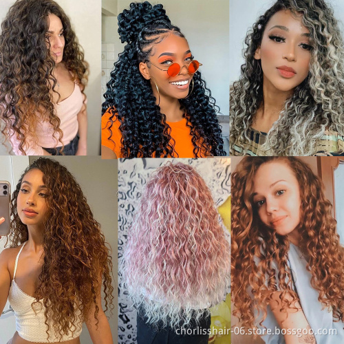 Hot Selling Deep Ocean Wave Hawaii Afro Curls Crochet Braid Hair Wholesale Passion Twist 613Black Synthetic Braiding Hair Bundle